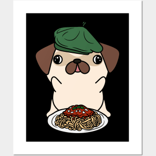 Dog eating Spaghetti - Pug Posters and Art